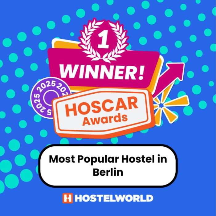 Das EastSeven Hostel Berlin wurde von Hostelworld mit vier renommierten HOSCAR Awards ausgezeichnet. Das EastSeven Hostel Berlin wurde von Hostelworld mit vier renommierten HOSCAR Awards ausgezeichnet.