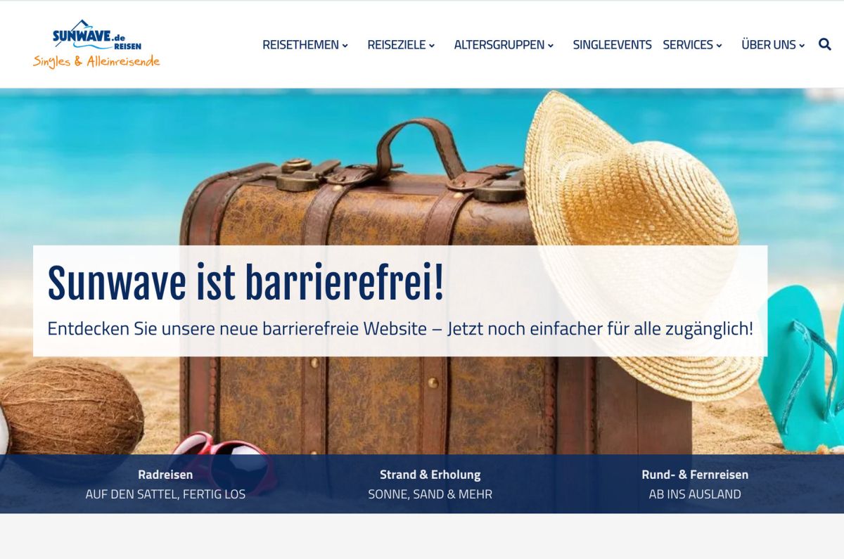 Sunwave launcht barrierefreie Homepage als einer der ersten Spezial Veranstalter Sunwave launcht barrierefreie Homepage als einer der ersten Spezial Veranstalter