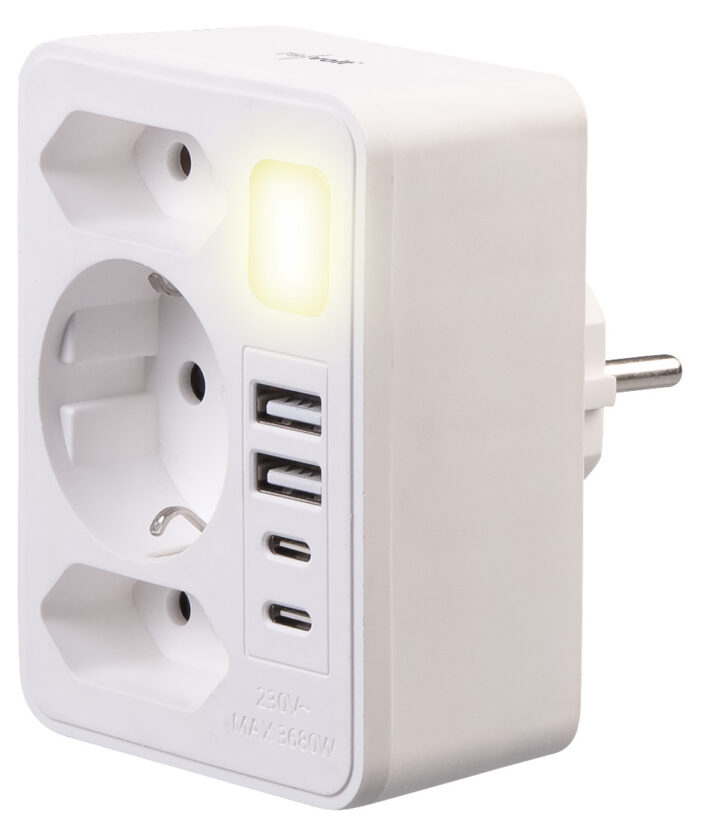 revolt 8in1-Mehrfach-Steckdosen-Adapter mit USB-C/A