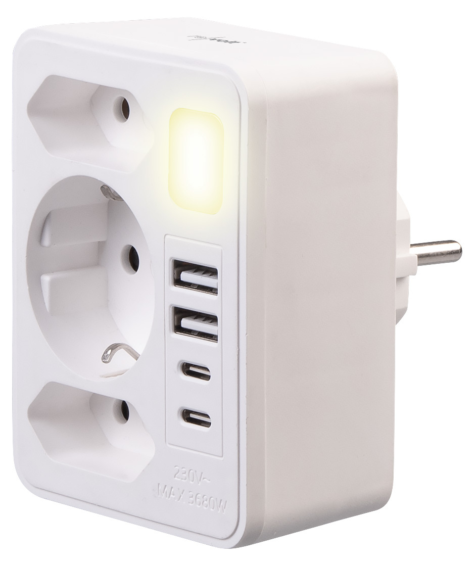 revolt 8in1-Mehrfach-Steckdosen-Adapter mit USB-C/A revolt 8in1-Mehrfach-Steckdosen-Adapter mit USB-C/A