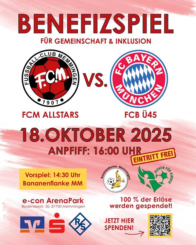 Top-Stars kommen zu Fußball-Benefizspiel nach Memmingen Top-Stars kommen zu Fußball-Benefizspiel nach Memmingen