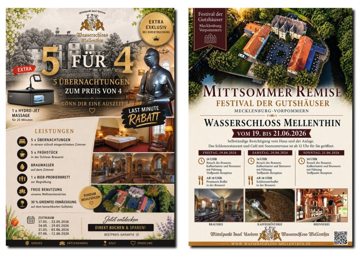 Sommerstart auf Usedom: Genuss-Highlights im Schloss Sommerstart auf Usedom: Genuss-Highlights im Schloss