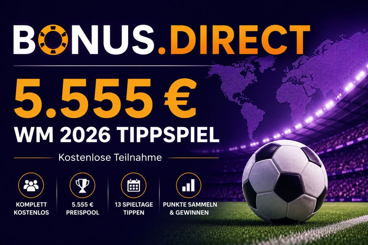 BONUS.DIRECT startet kostenloses WM-Tippspiel mit 5.555 Euro Preisgeld
