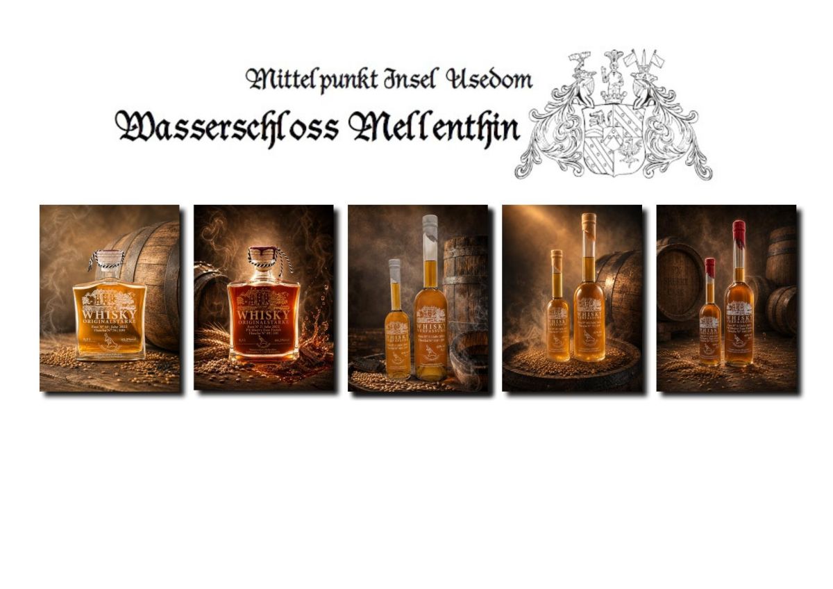 Edle Malt Whiskys aus der Insel-Destillerie auf Wasserschloss Mellenthin und im Shop